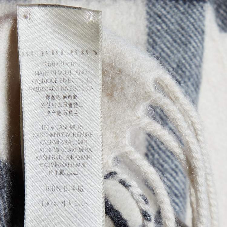 Pre Owned Burberry Beige Giant Check Cashmere Stole