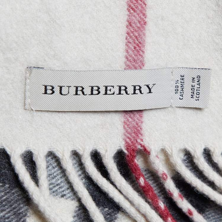 Pre Owned Burberry Beige Giant Check Cashmere Stole