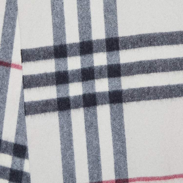 Pre Owned Burberry Beige Giant Check Cashmere Stole