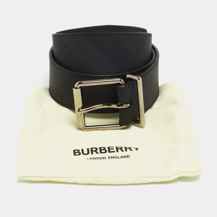 Pre Owned Burberry London Check PVC and Leather Buckle Belt 85CM