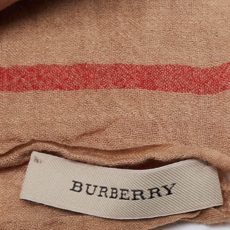 Pre Owned Burberry Beige Giant Check Ombre Wool & Silk Stole 