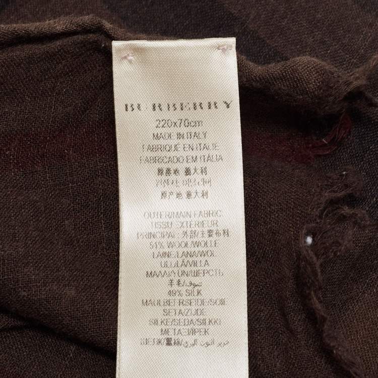 Pre Owned Burberry Beige Giant Check Ombre Wool & Silk Stole 