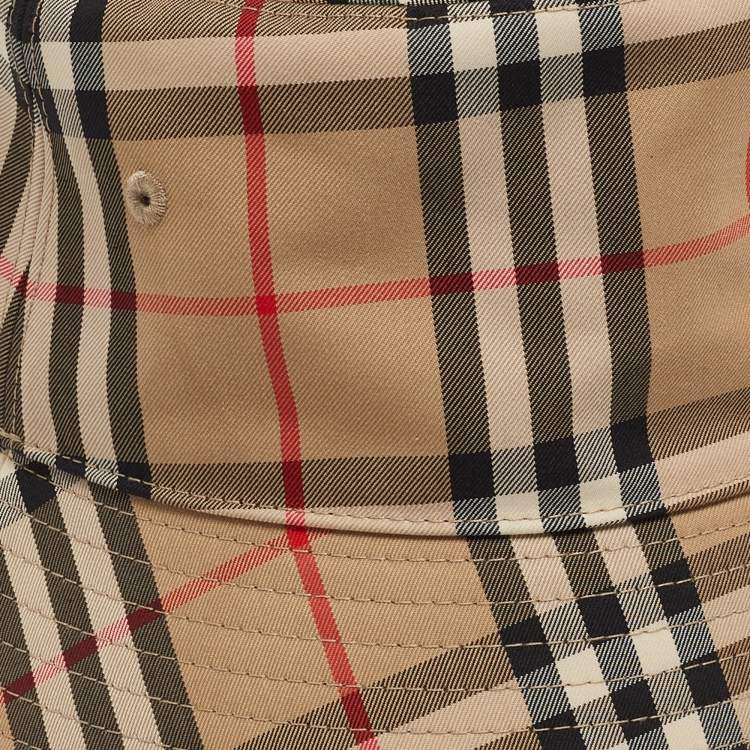 Pre Owned Burberry Beige Vintage Check Bucket Hat L