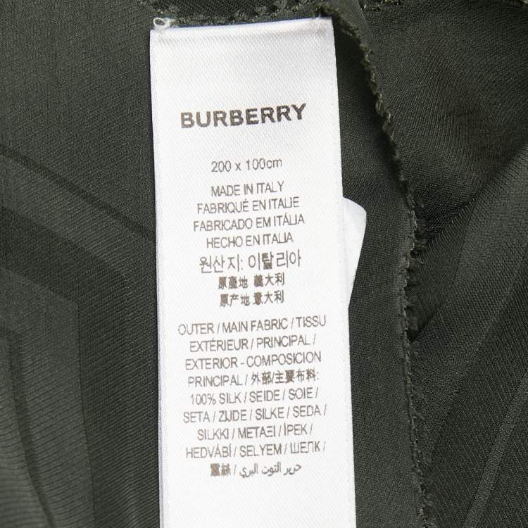Pre Owned Burberry Dark Green Silk Argyle Stole