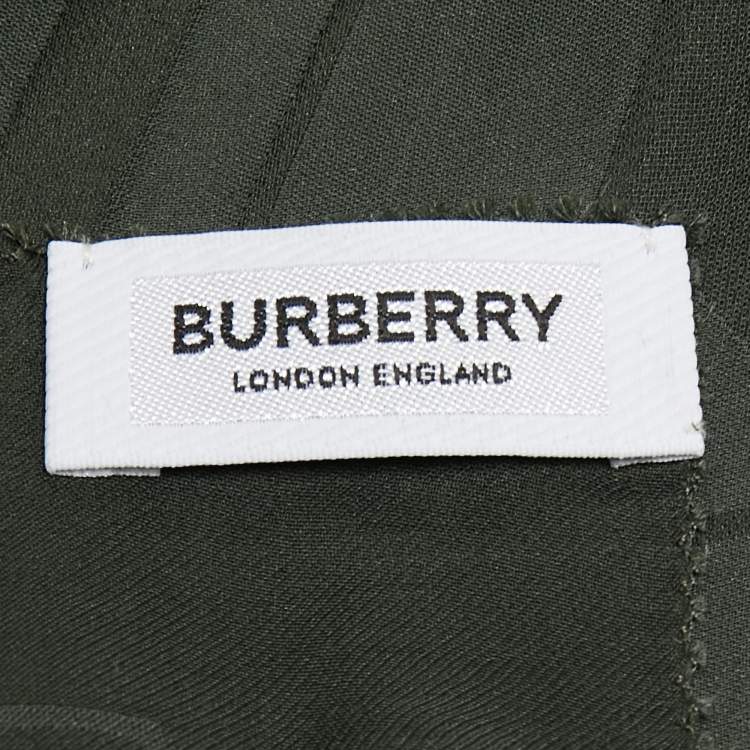 Pre Owned Burberry Dark Green Silk Argyle Stole