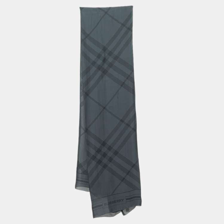 Pre Owned Burberry Grey Silk Argyle Stole
