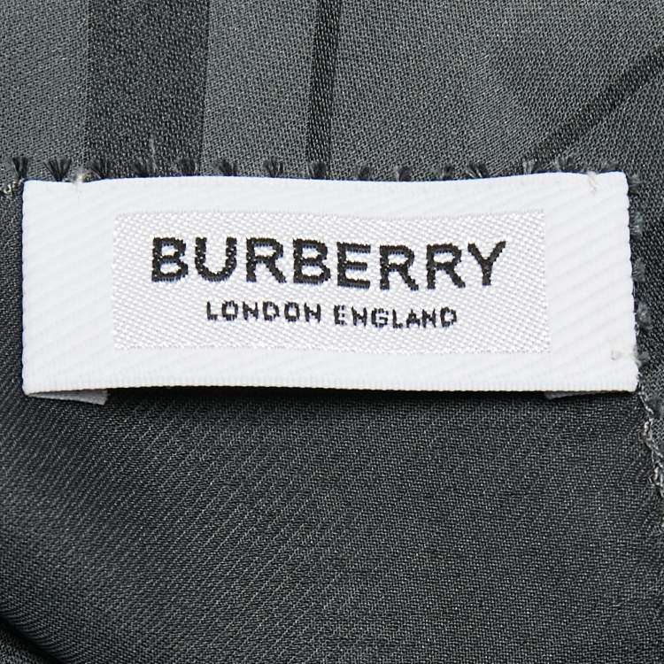 Pre Owned Burberry Grey Silk Argyle Stole