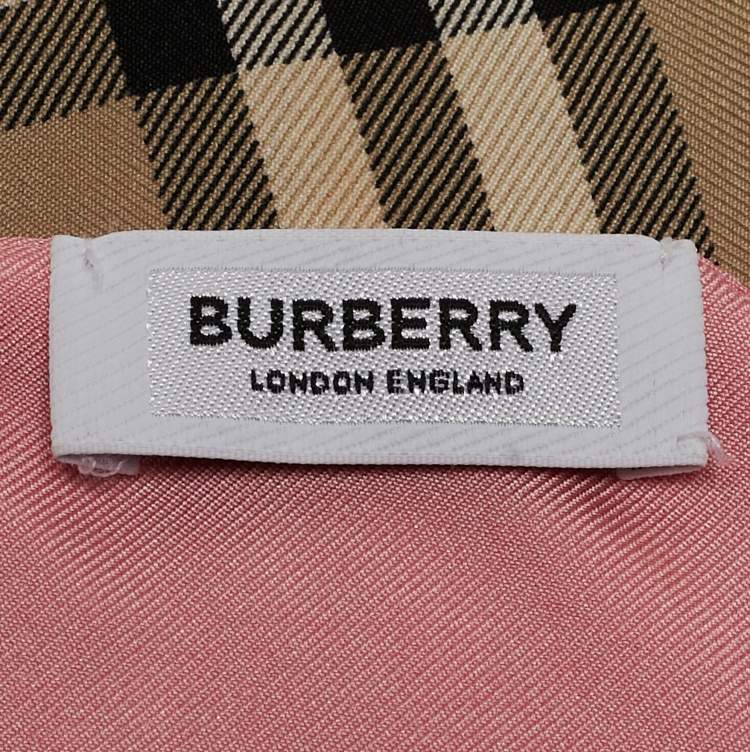 Pre Owned Burberry Beige/pink Silverware Print Silk Double Layered Scarf 
