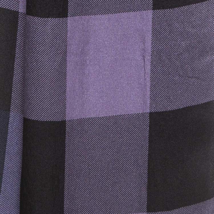 Pre Owned Burberry Purple Checked Satin Silk Scarf