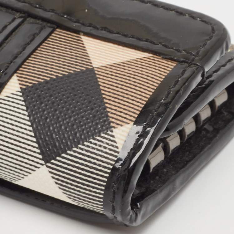 Pre Owned Burberry Multicolor Nova Check PVC and Patent Leather Key Holder