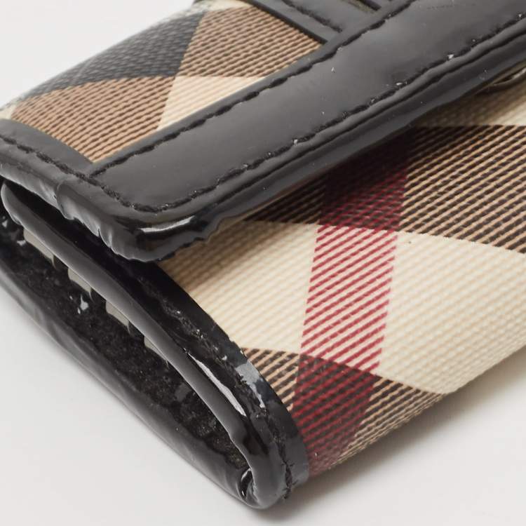 Pre Owned Burberry Multicolor Nova Check PVC and Patent Leather Key Holder