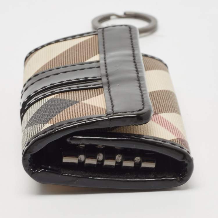 Pre Owned Burberry Multicolor Nova Check PVC and Patent Leather Key Holder