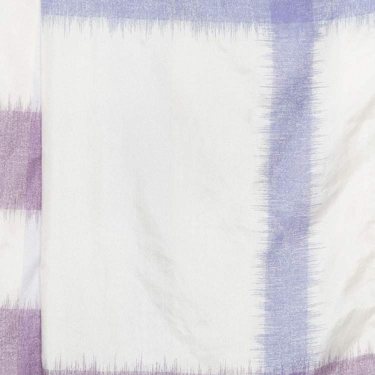 Pre Owned Burberry Vintage Purple Horseferry Print Silk Fringed Scarf