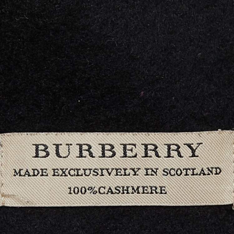 Pre Owned Burberry Black Logo Embroidered Cashmere Stole