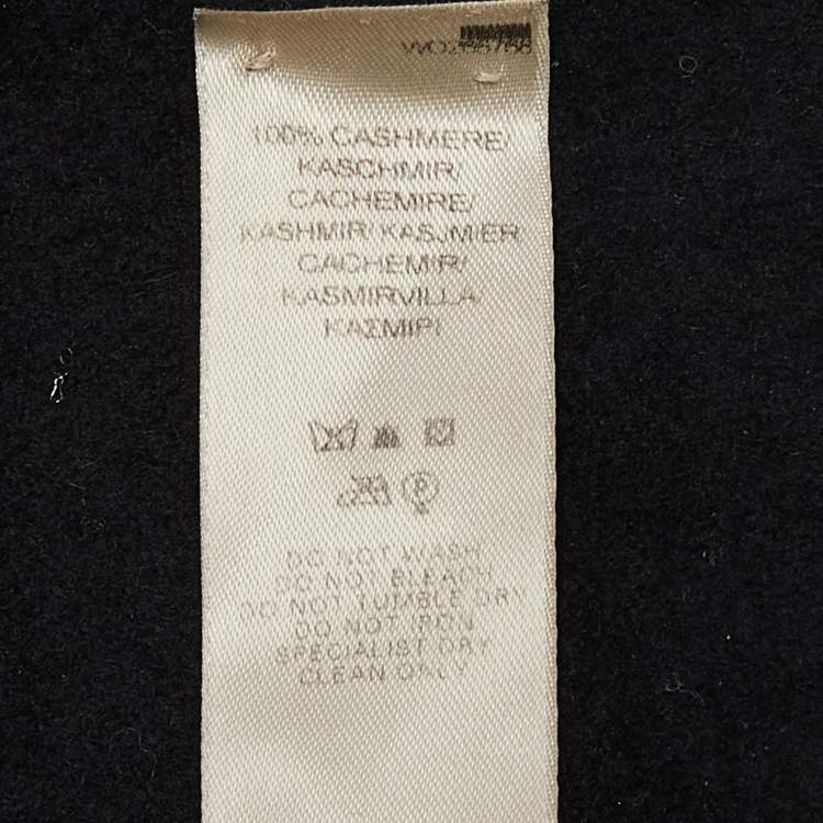 Pre Owned Burberry Black Logo Embroidered Cashmere Stole
