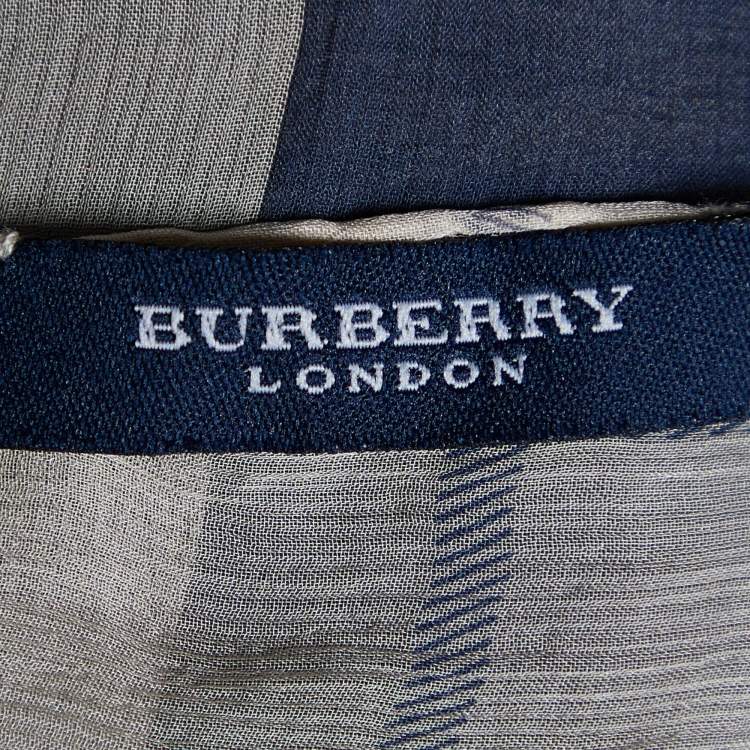 Pre Owned  Burberry Beige Check Print Silk Chiffon Stole 
