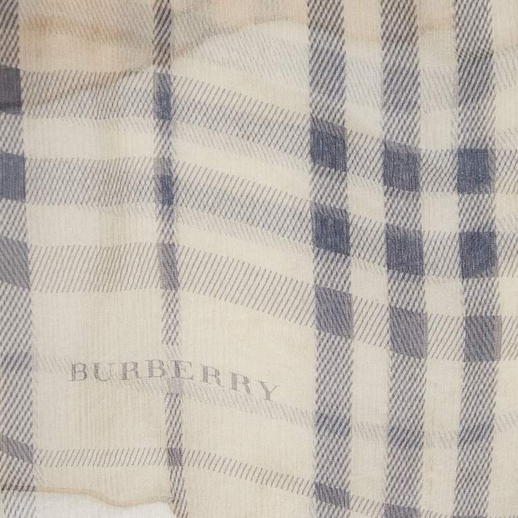 Pre Owned  Burberry Beige Check Print Silk Chiffon Stole 