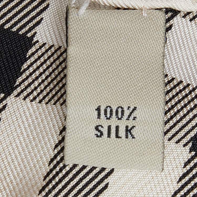 Pre Owned Burberry Beige Checked Silk Square Scarf