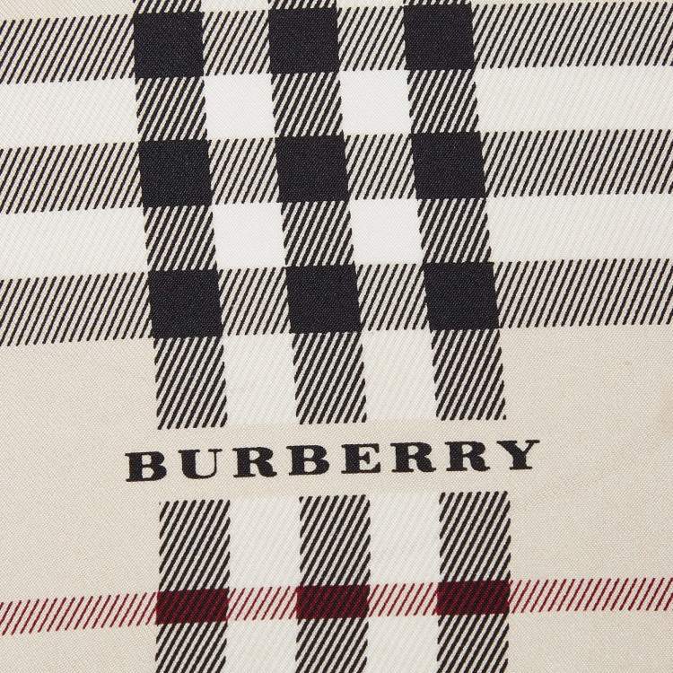 Pre Owned Burberry Beige Checked Silk Square Scarf