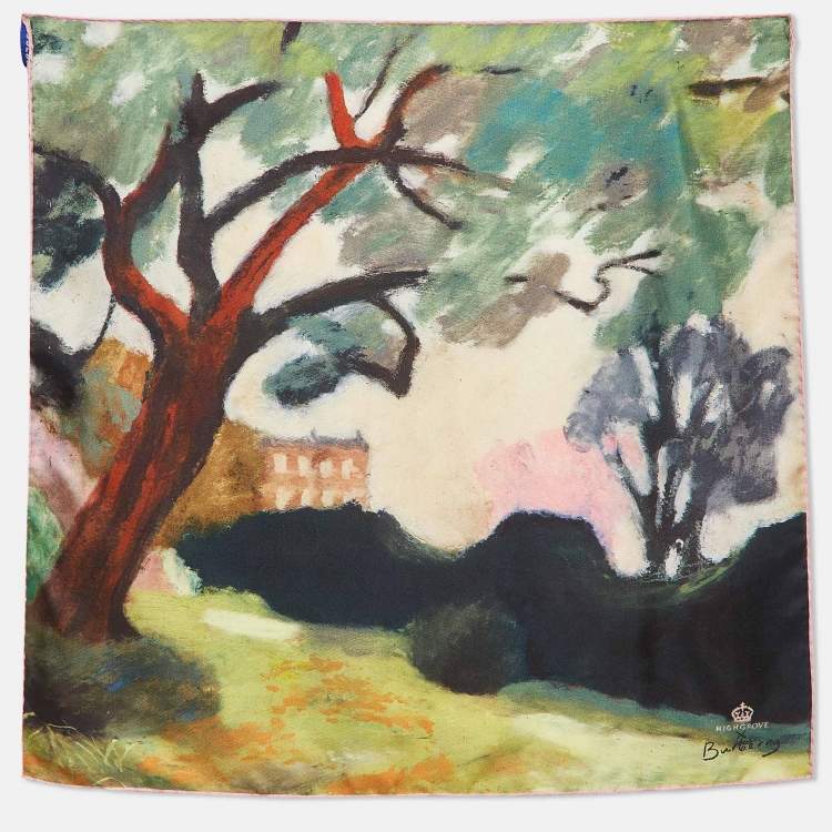 Pre Owned Burberry Multicolor Print Silk Highgrove Spring Square Scarf