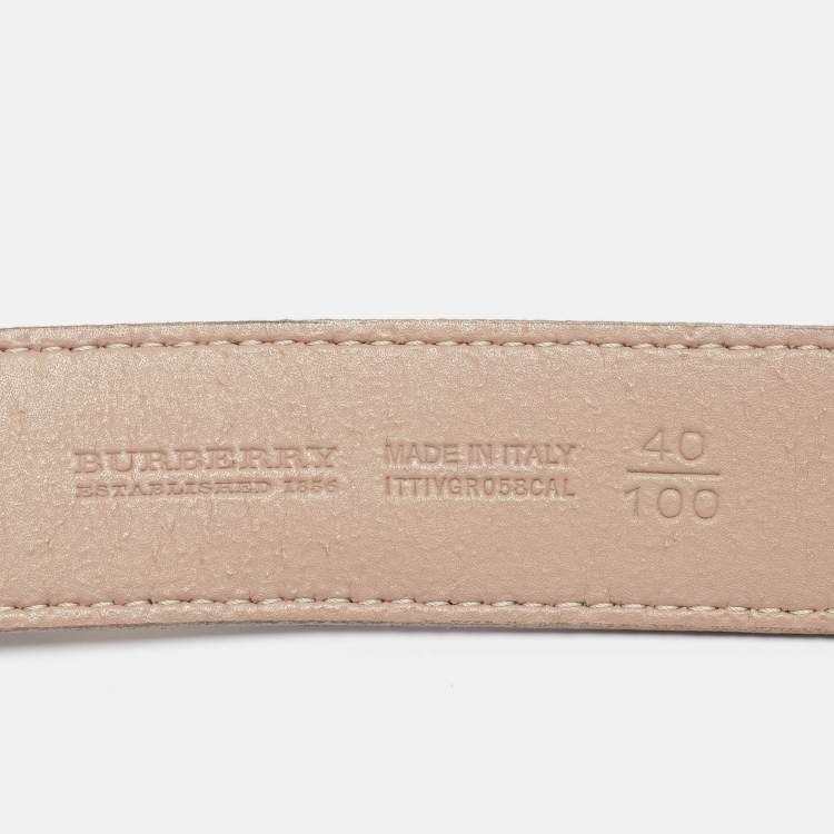 Pre Owned Burberry Beige/Black House Check PVC and Leather Buckle Belt 100CM