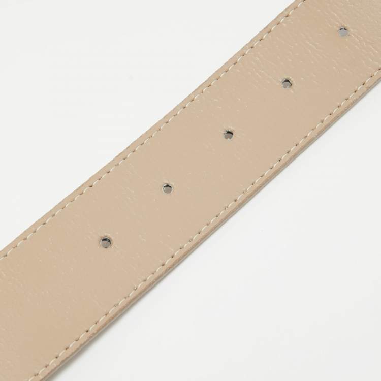 Pre Owned Burberry Beige Nova Check PVC and Leather Logo Plague Belt 100CM