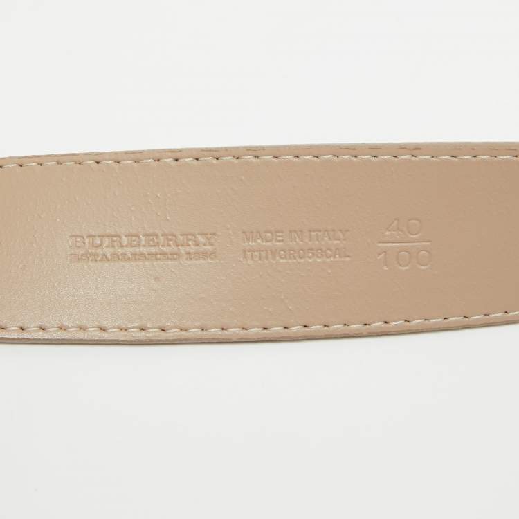 Pre Owned Burberry Beige Nova Check PVC and Leather Logo Plague Belt 100CM