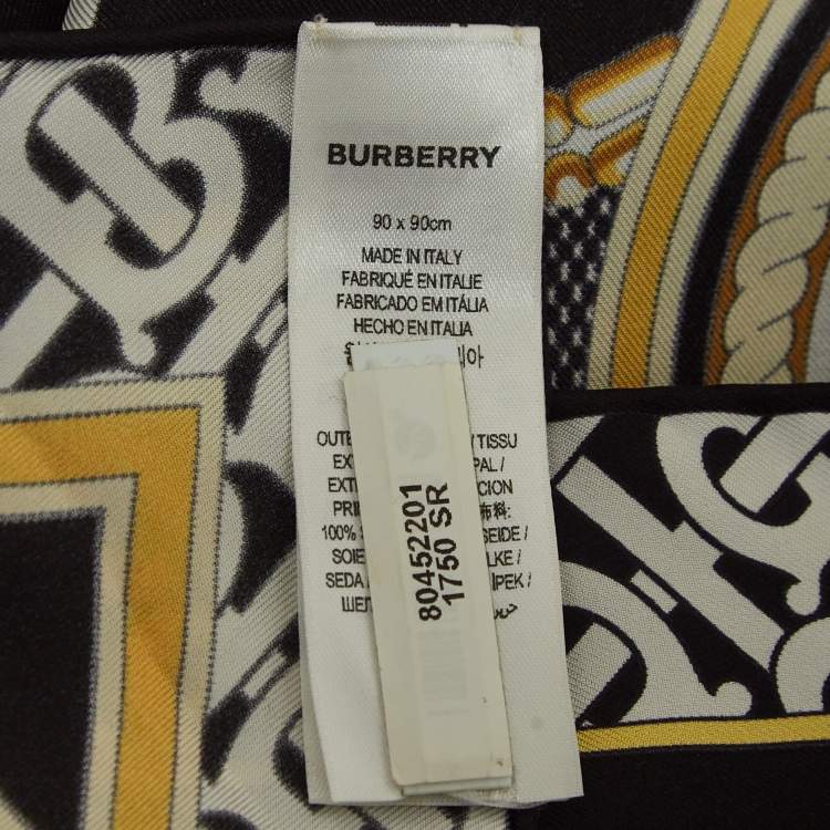 Pre Owned Burberry Black Deer Print Silk Square Scarf