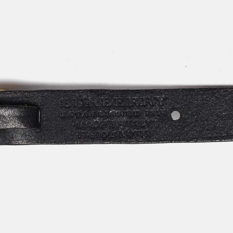 Pre Owned Burberry Black/Gold Leather and Chain Waist Belt S