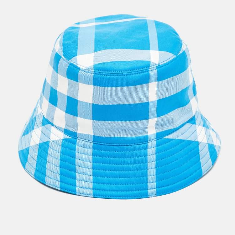 Pre Owned Burberry Cotton Checked Bucket Hat M