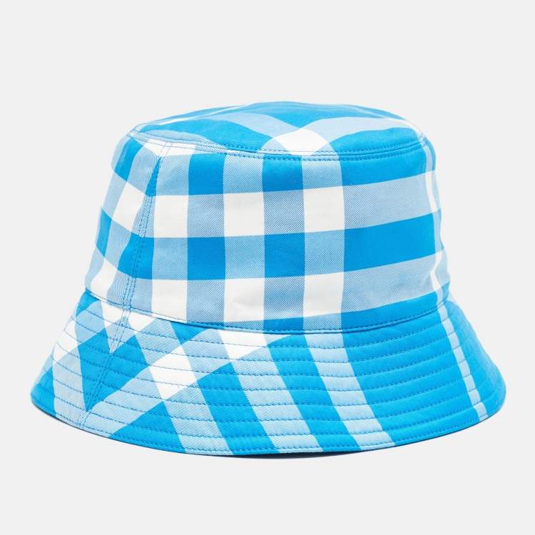 Pre Owned Burberry Cotton Checked Bucket Hat M