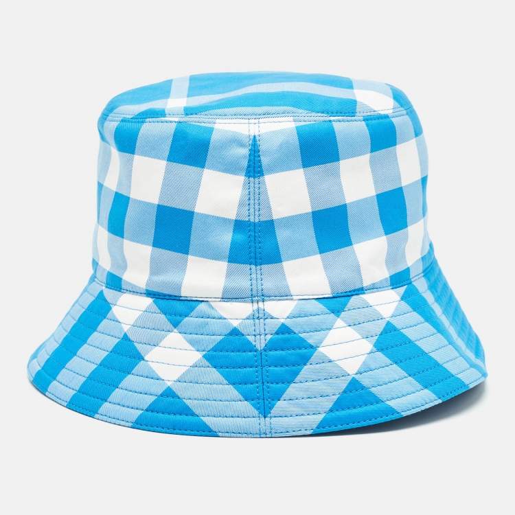 Pre Owned Burberry Cotton Checked Bucket Hat M