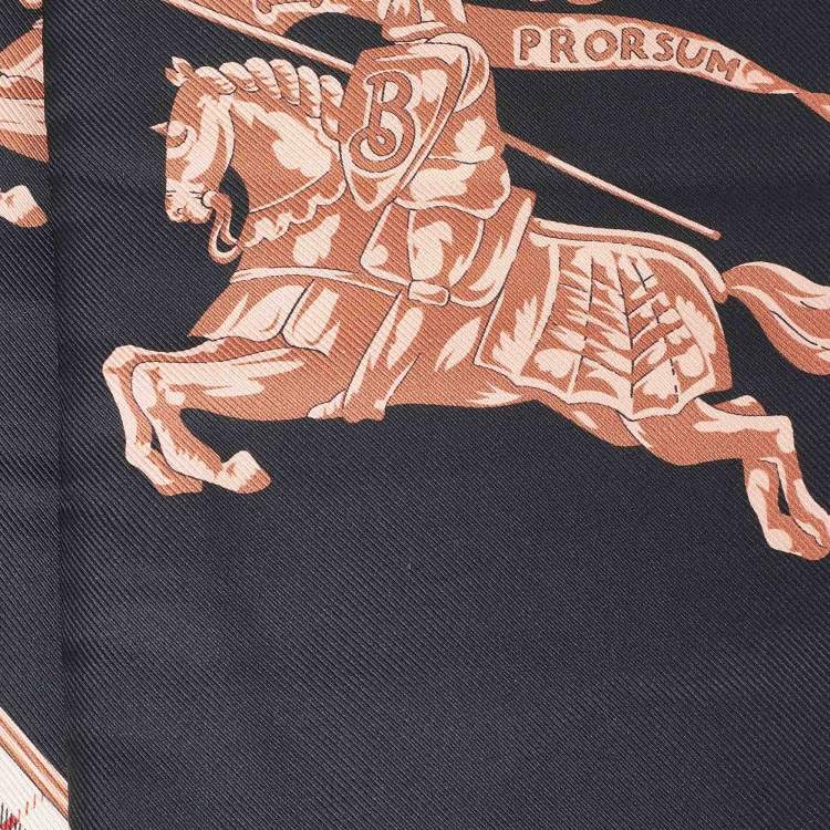 Pre Owned Burberry Black Prorsum Logo Print Padded Silk Stole 