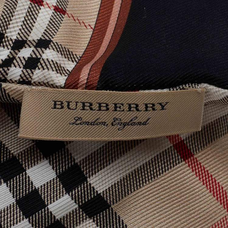 Pre Owned Burberry Black Prorsum Logo Print Padded Silk Stole 