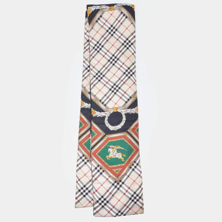 Pre Owned Burberry Black Prorsum Logo Print Padded Silk Stole 