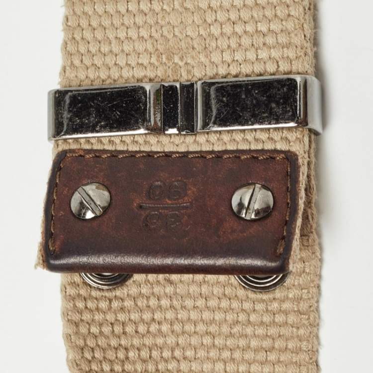 Pre Owned Burberry Beige Canvas Eyelet Adjustable Waist Belt 90CM