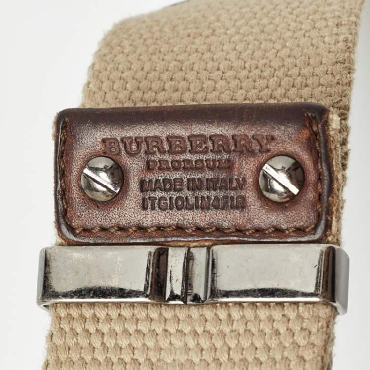 Pre Owned Burberry Beige Canvas Eyelet Adjustable Waist Belt 90CM