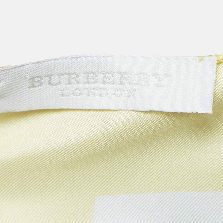 Pre Owned Burberry Yellow Checked Silk Square Scarf