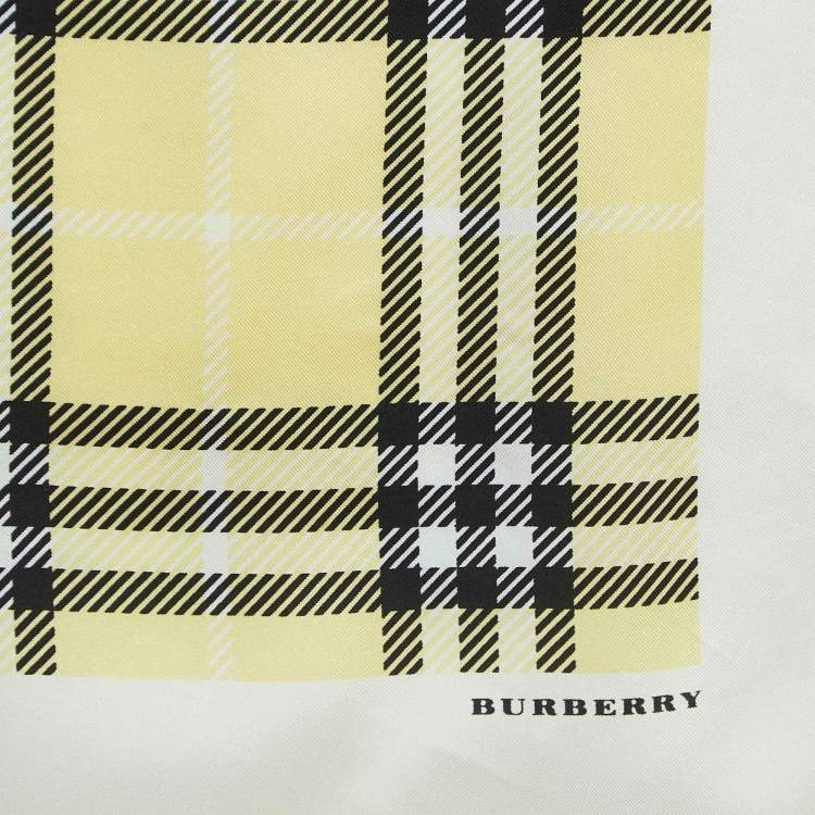 Pre Owned Burberry Yellow Checked Silk Square Scarf