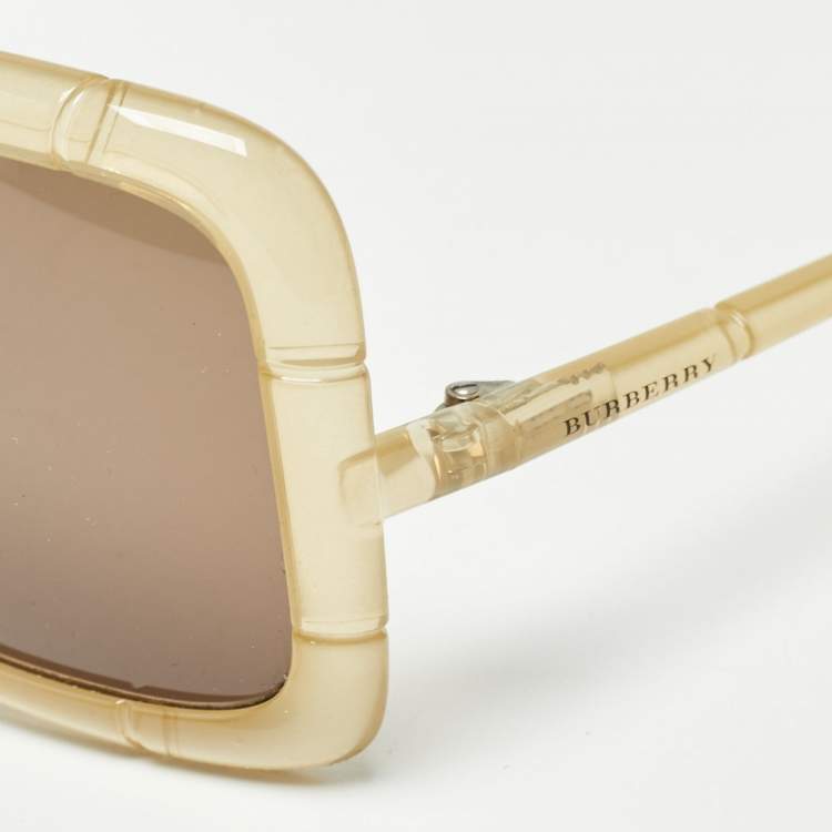 Pre Owned Burberry Cream Acetate B 4001 Square Sunglasses