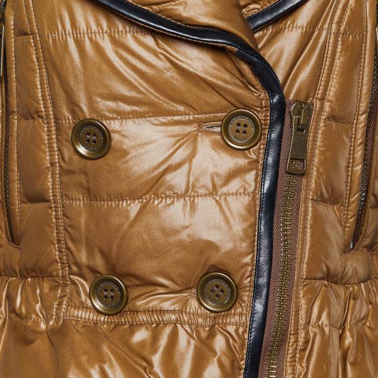 Pre Owned Burberry Brown Down Quilted Zip Up Jacket M
