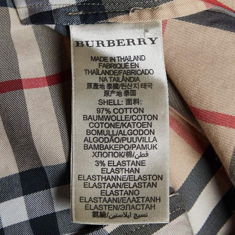 Pre Owned Burberry Beige Tartan Patterned Cotton Buttoned Up Shirt L