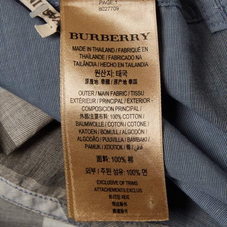 Pre Owned Burberry Blue Novacheck Cotton Belted Short Dress L