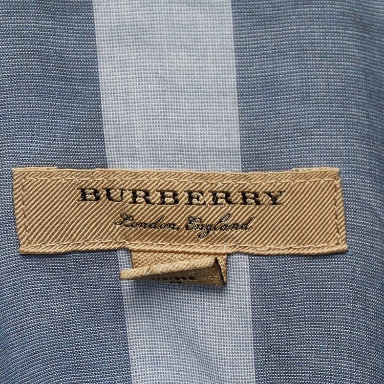 Pre Owned Burberry Blue Novacheck Cotton Belted Short Dress L