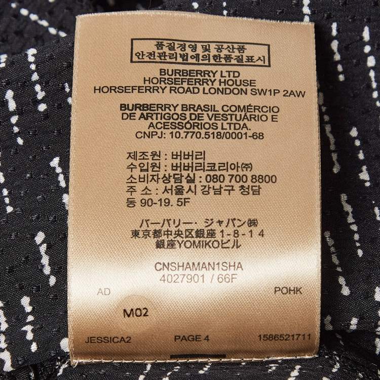 Pre Owned Burberry Black Patterned Silk Flared Midi Dress XS