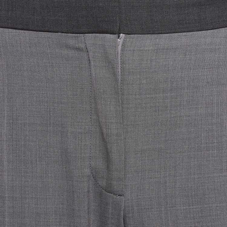 Pre Owned Burberry Grey Contrast Stripe Wool Trousers M