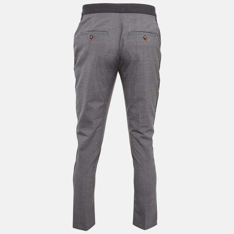 Pre Owned Burberry Grey Contrast Stripe Wool Trousers M