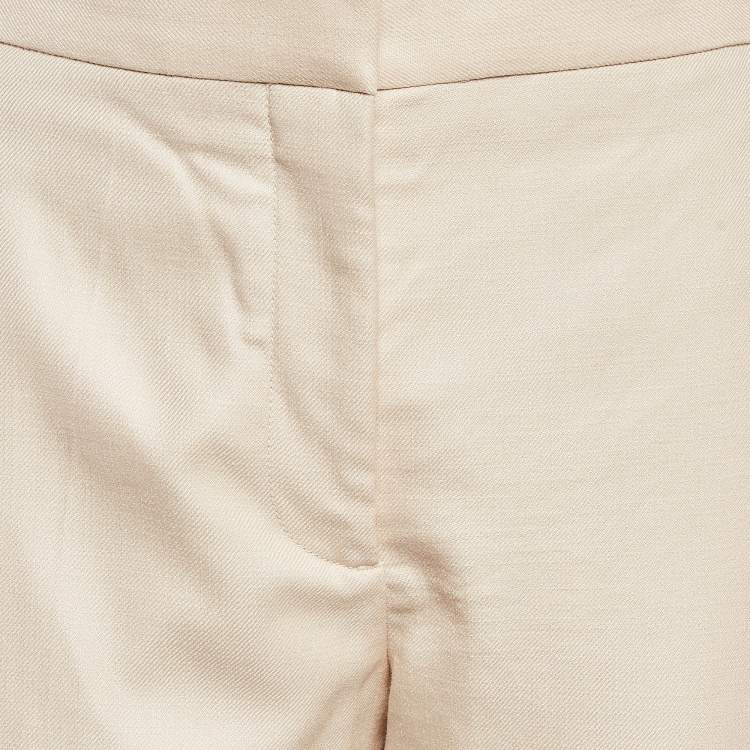 Pre Owned Burberry Beige Wool Blend Trousers S