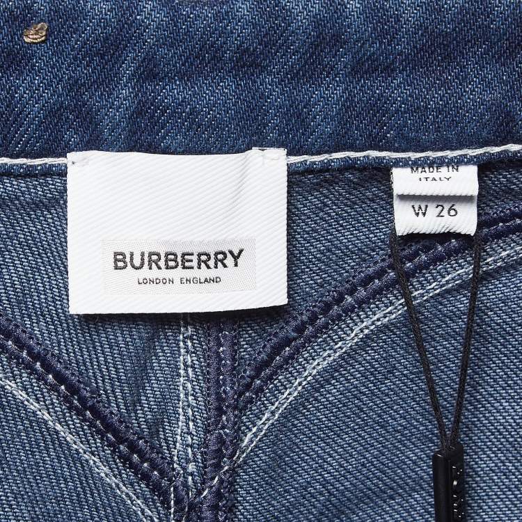 Pre Owned Burberry Blue Denim Skinny Mid-Rise Jeans S Waist 26"