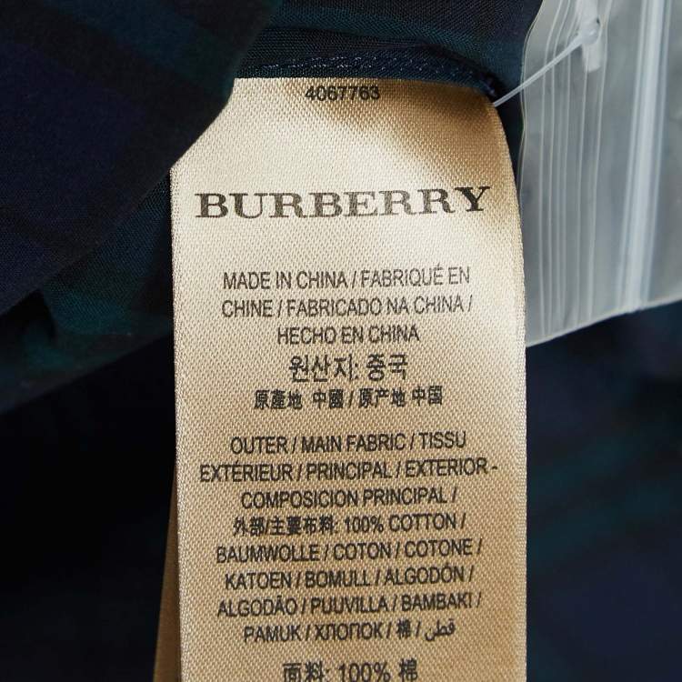 Pre Owned Burberry Navy Blue Plaid Cotton Ruffled Mini Dress L
